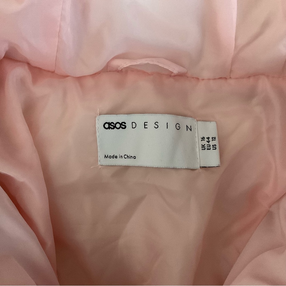 ASOS Design Pale Pink Puffer Jacket Large - Picture 3 of 6